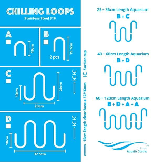 CHIHIROS - Chilling Loops Stainless Steel untuk sambungan reservoir chiller (Ready Stock SG)